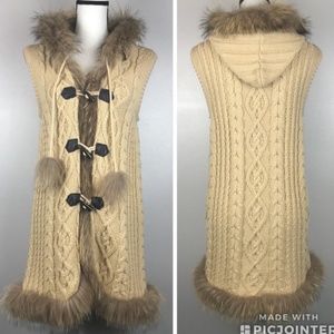 Linda Richards Cable Knit Fur Vest